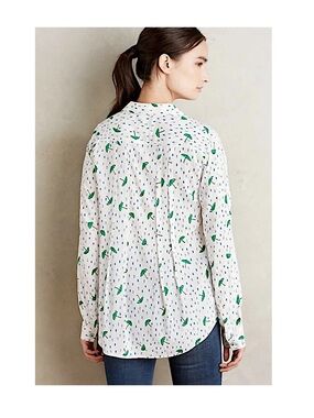 Anthropologie Maeve Umbrella/Water Drop Print Button Down Top